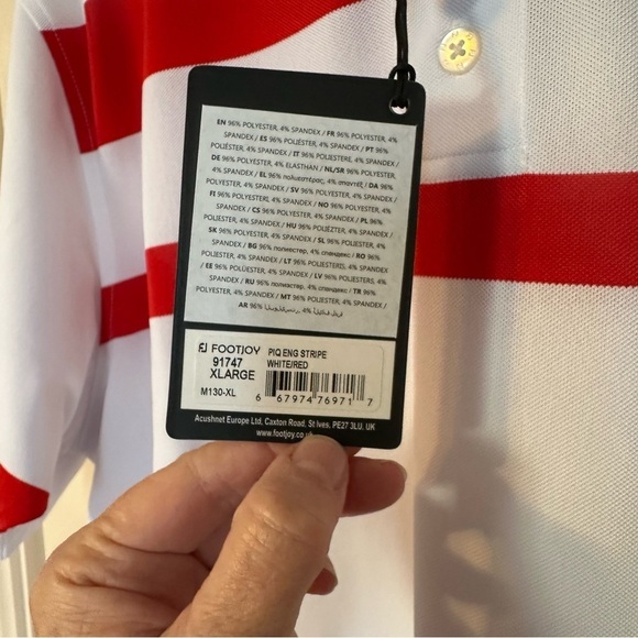 FootJoy Red & White Polo Shirt Short Sleeves Crowborough Beacon Golf Club Sz XL - Picture 8 of 12